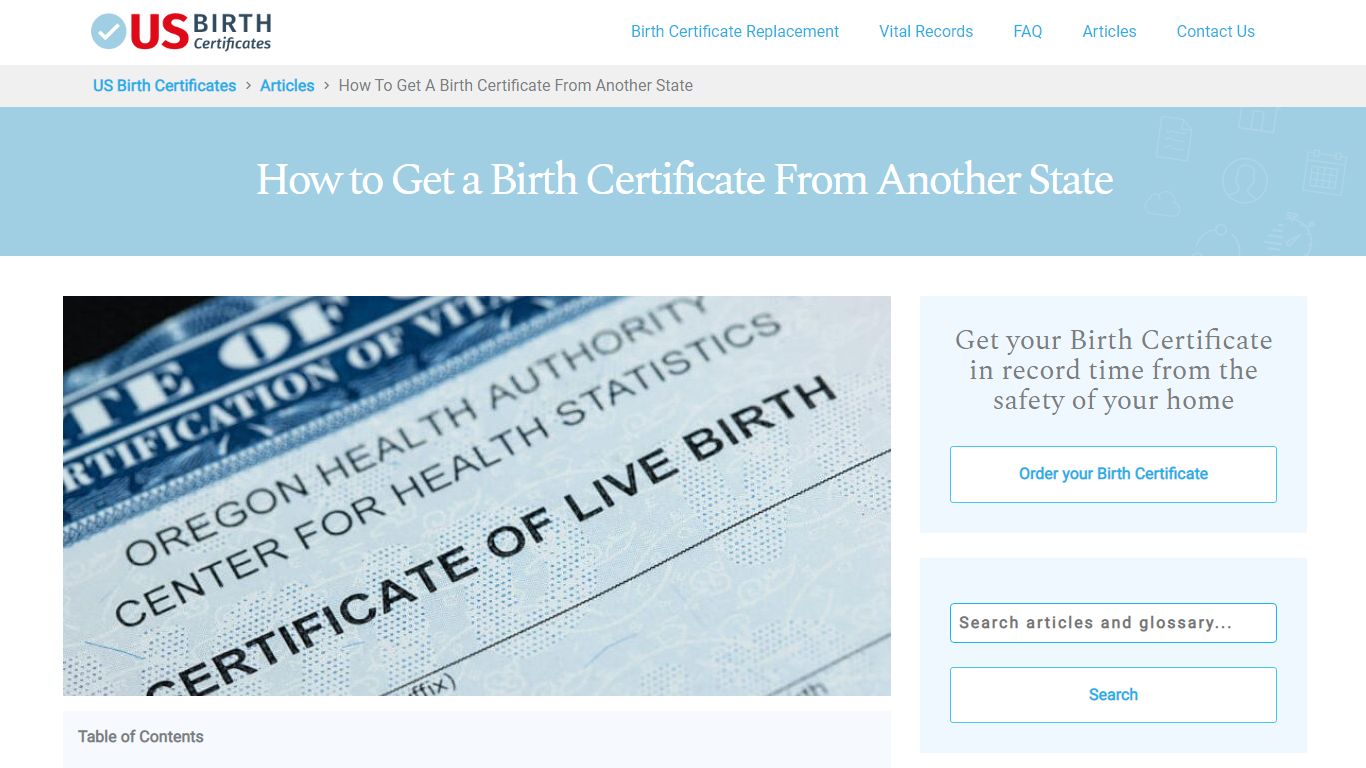 How to Get a Birth Certificate From Another State