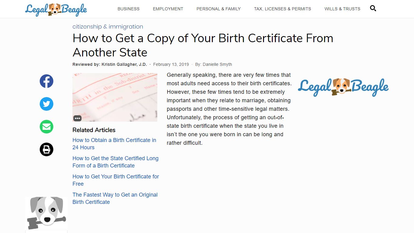 How to Get a Copy of Your Birth Certificate From Another State